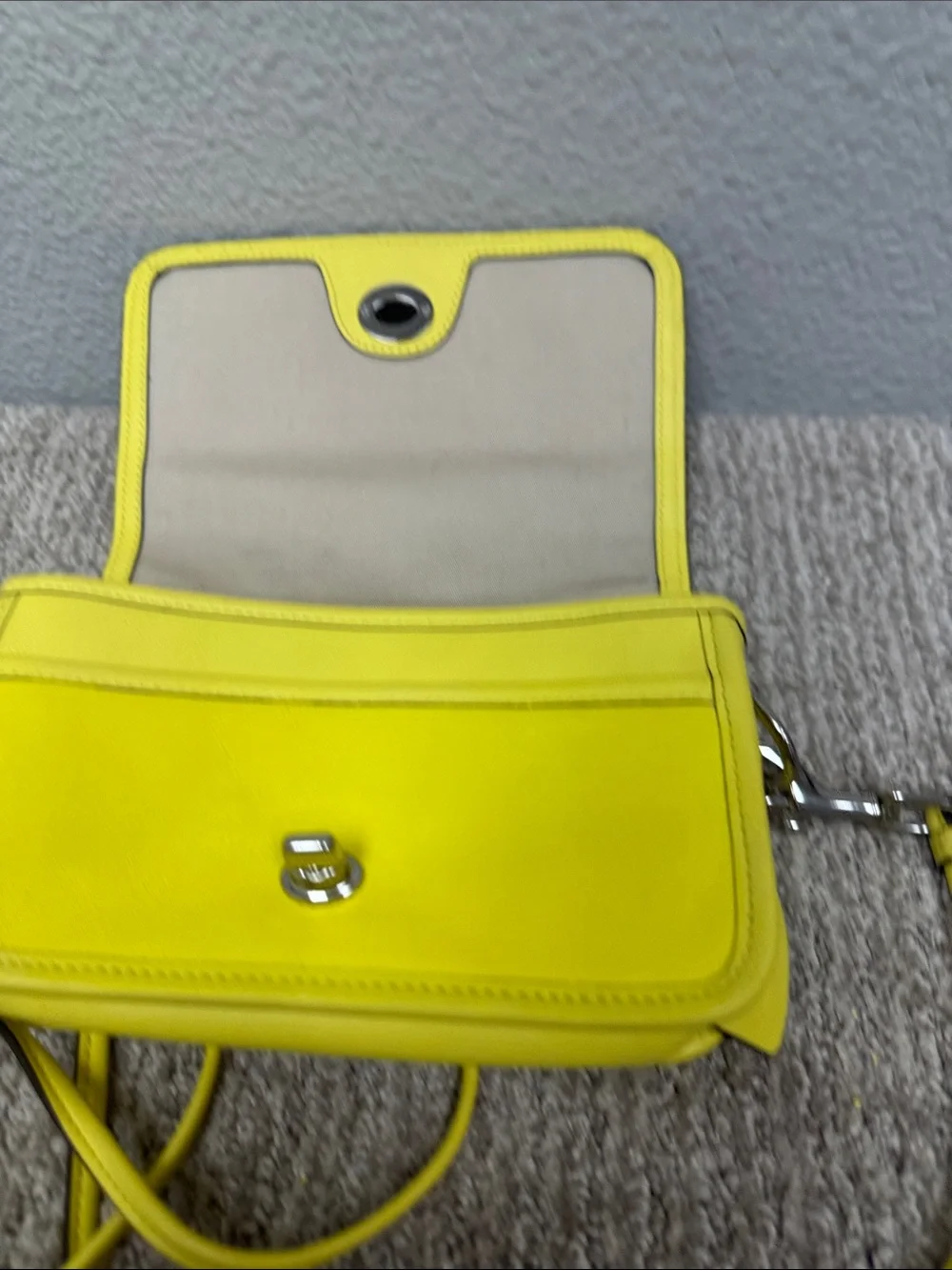 Coach Yellow Leather Crossbody with Turn-Lock Closure